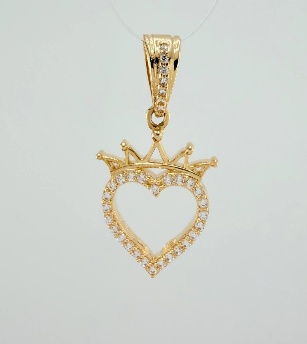 Dije Silueta Corazon Corona / Peso 3,15 Gr Prom / 2,9 Cms - 18K