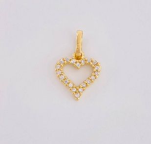 Dije Silueta Corazon Circon / Peso 0,8 Gr / 1,6 Cms - 18K