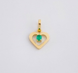 Dije Corazon Esmeralda 4 Pts / 0,45 Gr Prom / 1,5 Cms - 18 K