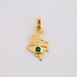 Dije Mapa Colombia Esmeralda 6 Pts / Peso : 0,35 Gr Prom / 2,8 Cms - 18K