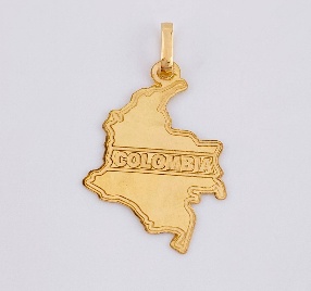 Dije Mapa Colombia / Peso : 1,10 Gr Prom / 3,5 Cms - 18 K