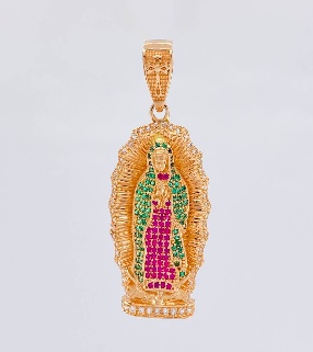Dije Virgen Guadalupe / Peso : 10,9 Gr Prom / 4,7 Cms - 18 K