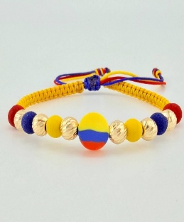 Pulsera Tejida Tricolor Circulo con 6 Balines Diamantados 6mm - 18K