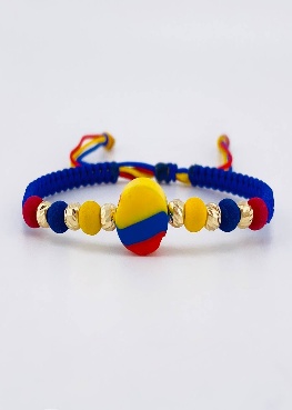 Pulsera Tejida Tricolor Circulo con 6 Balines Diamantados 4mm - 18k